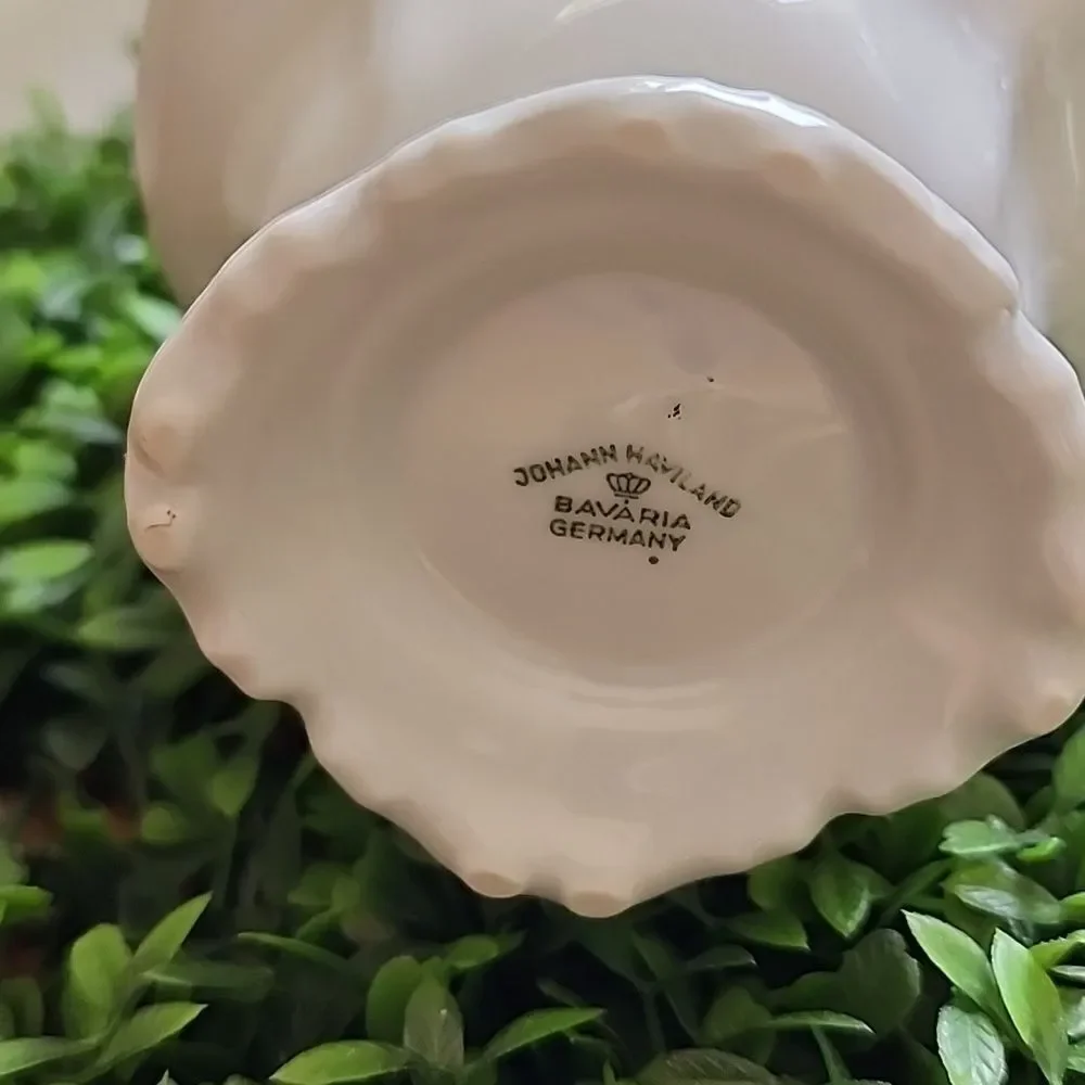 Vintage Johann Haviland Bavaria Germany Floral Creamer Pitcher & Tray